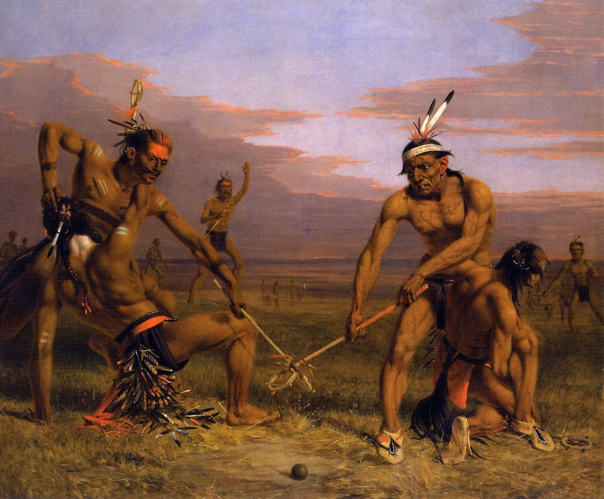 Sioux Playing Ball, vintage artwork by Charles Deas, A3 (16x12") Poster Print