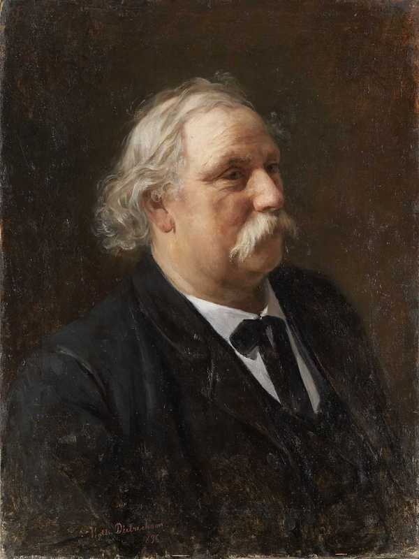 Portrait of  Knud Bergslien, vintage artwork by Johanne Mathilde Dietrichson, 12x8" (A4) Poster