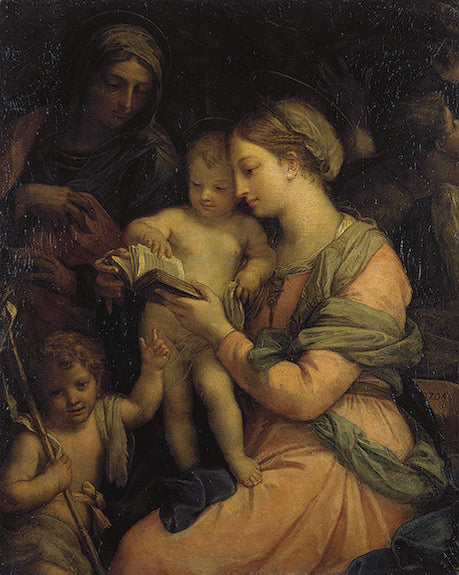 Madonna Teaching the Infant Christ Reading, vintage artwork by Carlo Maratta, 12x8" (A4) Poster
