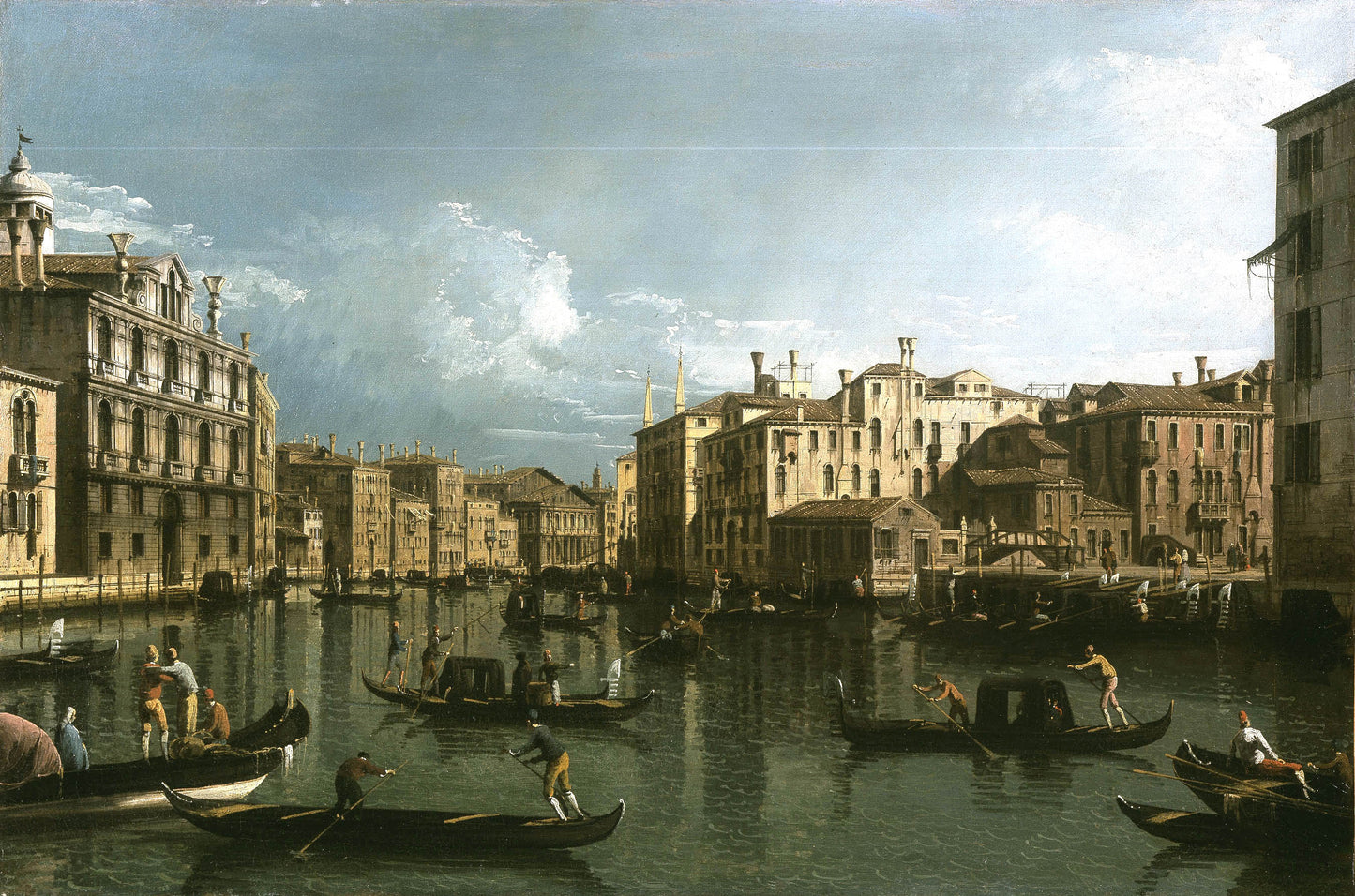 The Grand Canal, Looking North From the Palazzo Contarini Dagli Scrigni to the Palazzo Rezzonico, vintage artwork by Bernardo Bellotto, 12x8" (A4) Poster
