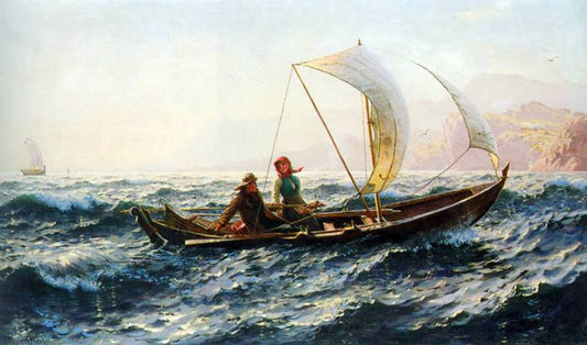 A Blustery Crossing, vintage artwork by Hans Dahl, 12x8" (A4) Poster