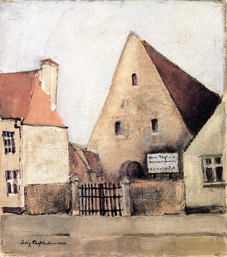 The Hakenhof in Kommenderiestrasse in Onasbrück, vintage artwork by Felix Nussbaum, 12x8" (A4) Poster
