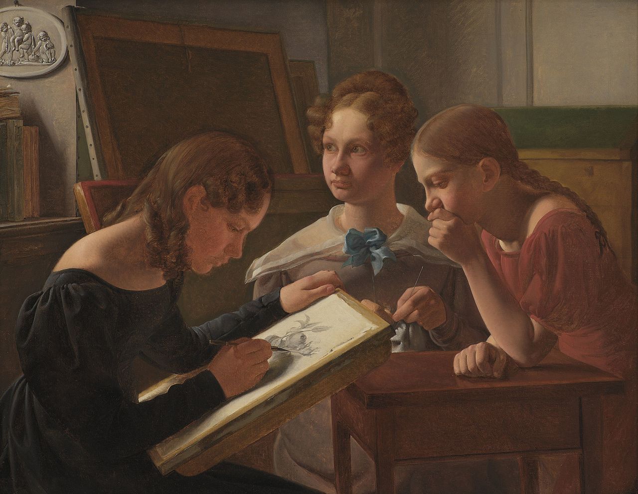 The Artist's Sisters: Alvilde, Ida and Henriette, vintage artwork by Constantin Hansen, A3 (16x12") Poster Print