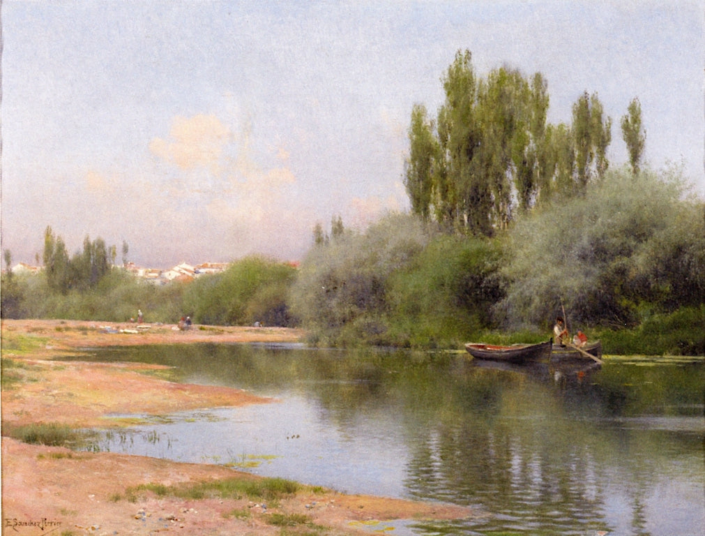 On the Guadalquivir, Seville, vintage artwork by Emilio Sanchez-Perrier, 12x8" (A4) Poster