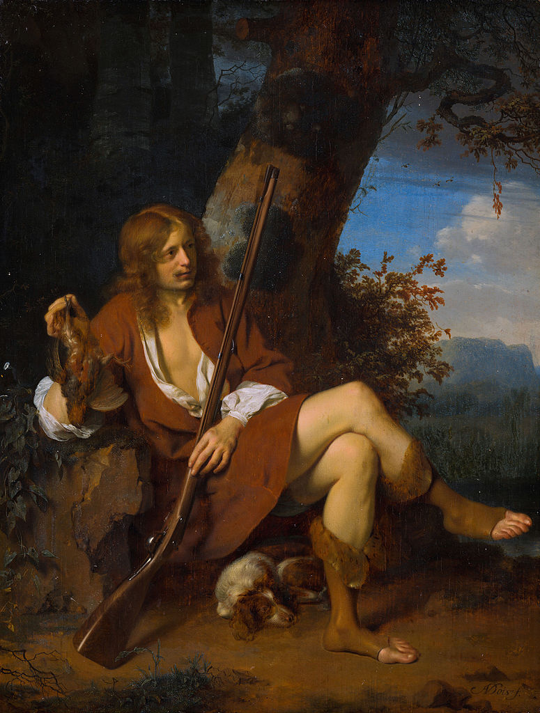 Self-portrait as Hunter, vintage artwork by Ary de Vois, 12x8" (A4) Poster