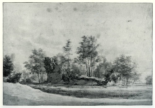 Kasteel Rietwijk in Heemskerk, vintage artwork by Roelant Roghman, 12x8" (A4) Poster