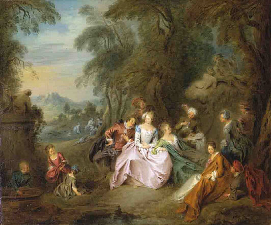 Repose in a Park, vintage artwork by Jean-Baptiste Pater, 12x8" (A4) Poster