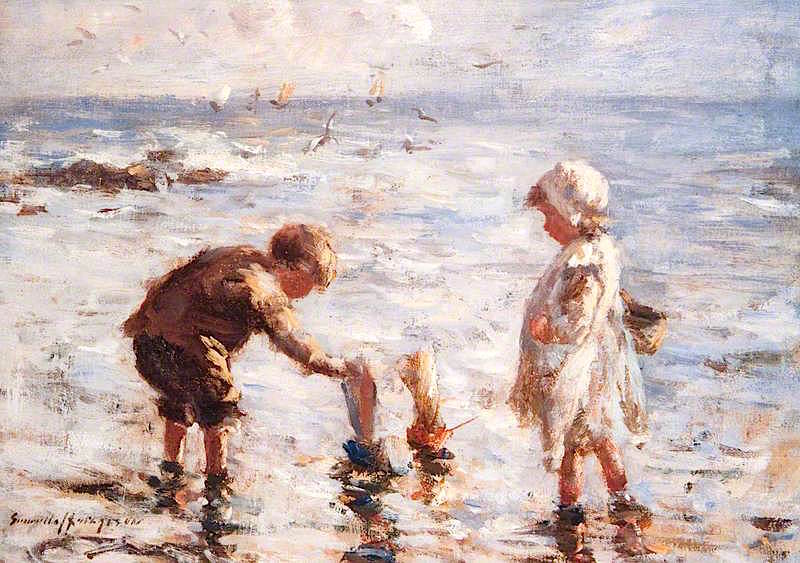 Sailing Toy Boats, vintage artwork by Robert Gemmell Hutchison R.S.A. R.S.W., 12x8" (A4) Poster