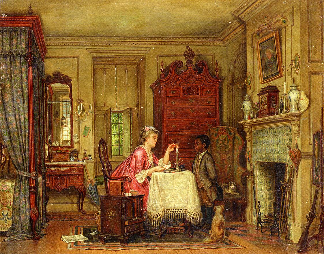 Drafting the Letter, vintage artwork by Edward Lamson Henry, 12x8" (A4) Poster
