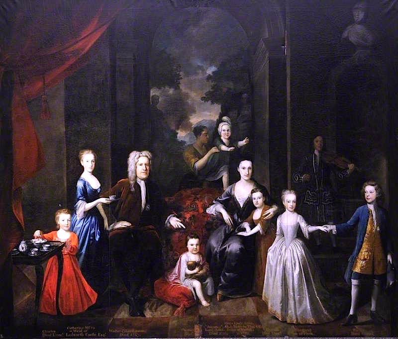 Walter Aston, 4th Lord Aston, His Wife Mary and Their Seven Children, vintage artwork by Richard van Bleeck, 12x8" (A4) Poster