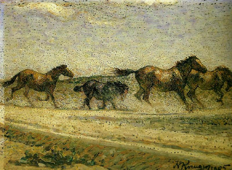 Freed horses by Nils Kreuger,A3(16x12")Poster