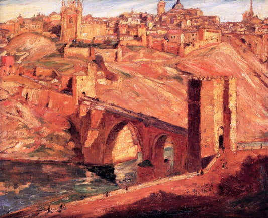 Highbridge and View of Toledo, vintage artwork by Ernest Lawson, 12x8" (A4) Poster