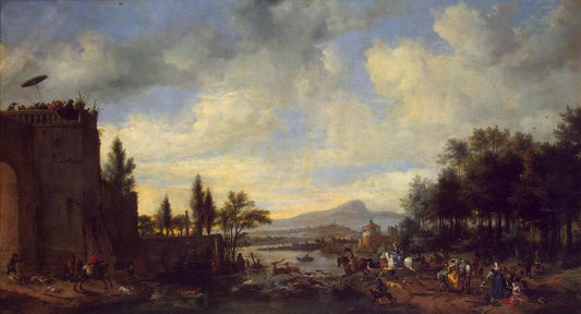 Deer Hunt, vintage artwork by Pieter Wouwerman, 12x8" (A4) Poster