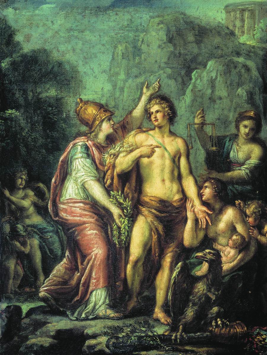 Hercules at the Crossroads, vintage artwork by Ivan Akimov, 12x8" (A4) Poster