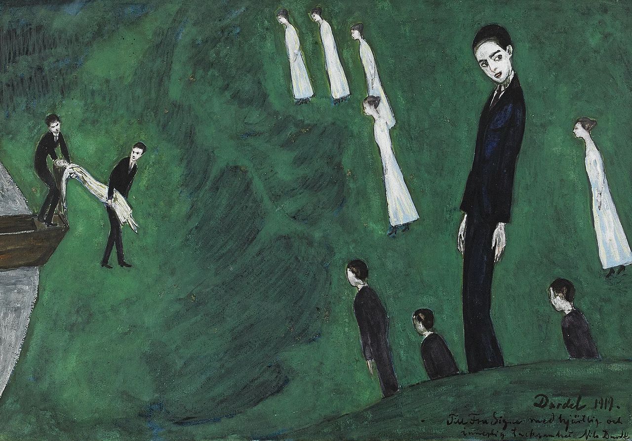 The Drowned Girl, vintage artwork by Nils Dardel, 12x8" (A4) Poster