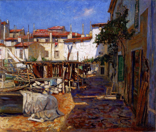 In the Port of Marseille, vintage artwork by Mikhail Tkachenko, 12x8" (A4) Poster
