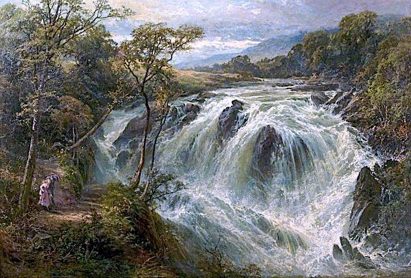 The Swallow Falls, Betws-y-Coed, vintage artwork by James Stephen Gresley, 12x8" (A4) Poster