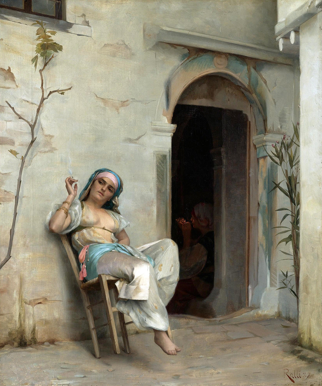 Turkish Woman Smoking by Theodoros Ralli,A3(16x12")Poster