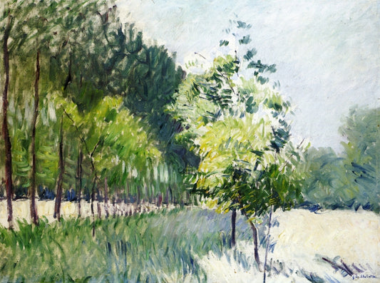 Lane Bordered by  Trees, vintage artwork by Gustave Caillebotte, 12x8" (A4) Poster