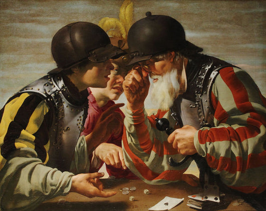 The Cardplayers, vintage artwork by Hendrick Terbrugghen, 12x8" (A4) Poster