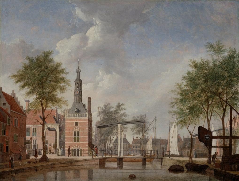 View on the Excise tower in Alkmaar, vintage artwork by Jan ten Compe, 12x8" (A4) Poster