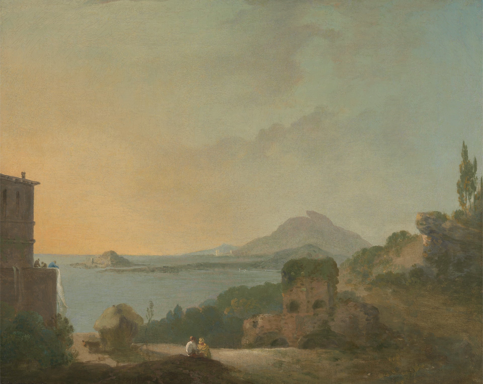 Cicero's Villa and the Gulf of Pozzuoli, vintage artwork by Richard Wilson, R. A., 12x8" (A4) Poster