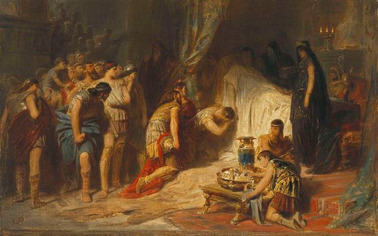 Death of Alexander the Great, vintage artwork by Carl Theodor von Piloty, 12x8" (A4) Poster