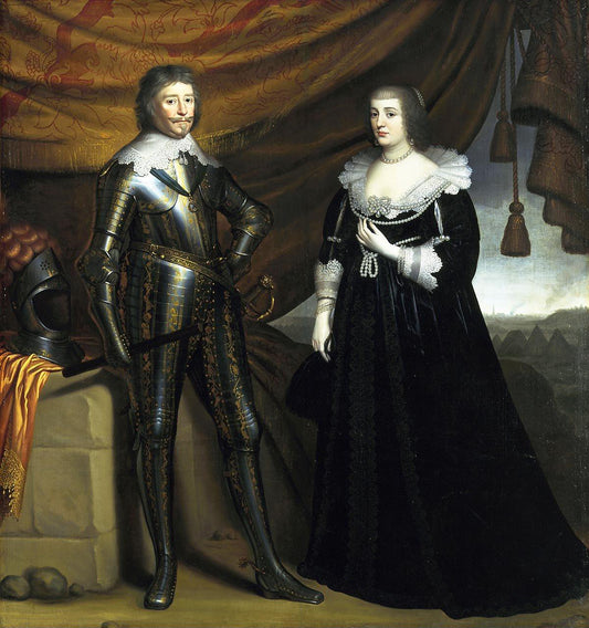 Prince Frederik Hendrik and his Wife Amalia van Solms, vintage artwork by Gerard van Honthorst, 12x8" (A4) Poster