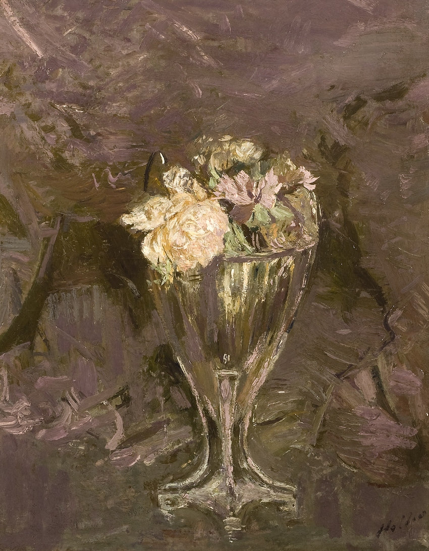 Peonies in a Crystal Vase, vintage artwork by Paul Cesar Helleu, 12x8" (A4) Poster