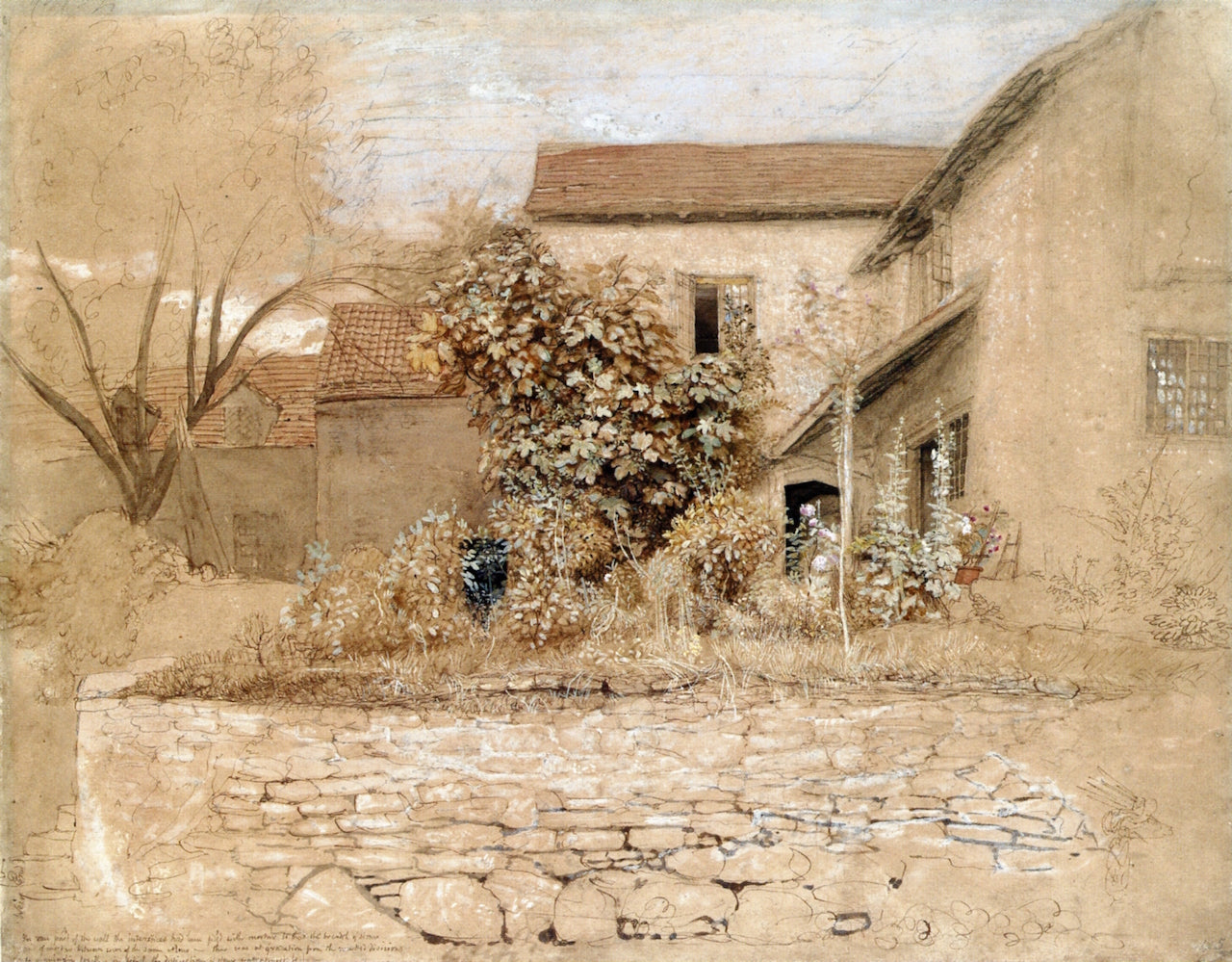 Study of a Garden at Tintern, vintage artwork by Samuel Palmer, A3 (16x12") Poster Print