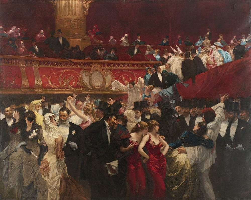 The Masked Ball, vintage artwork by Charles Hermans, 12x8" (A4) Poster