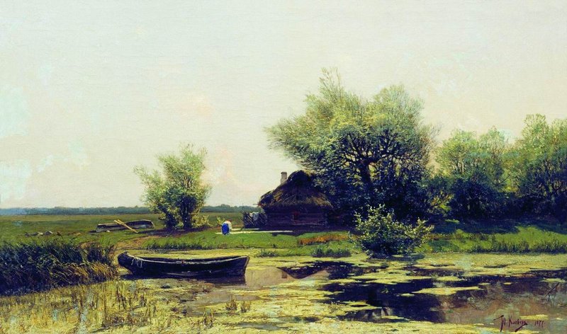 by  the Lake, vintage artwork by Julius Klever, 12x8" (A4) Poster