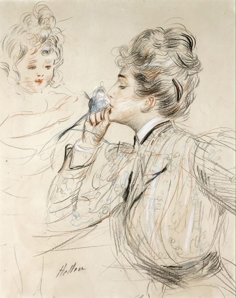 Le Parfum, vintage artwork by Paul Cesar Helleu, 12x8" (A4) Poster