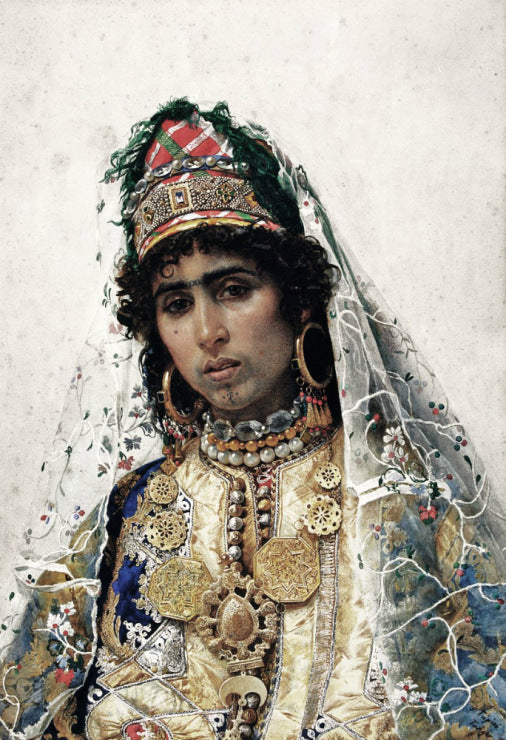 A Berber Bride, vintage artwork by Jose Tapiro y Baro, 12x8" (A4) Poster