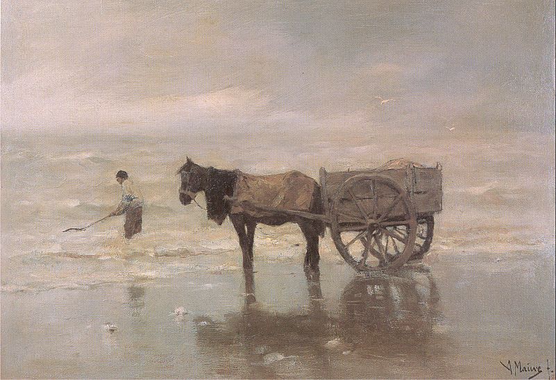 Gathering Seaweed, vintage artwork by Anton Mauve, 12x8" (A4) Poster