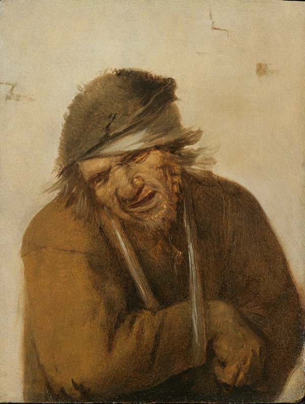 A peasant grimacing with his arm in a sling, vintage artwork by Joos van Craesbeeck, 12x8" (A4) Poster