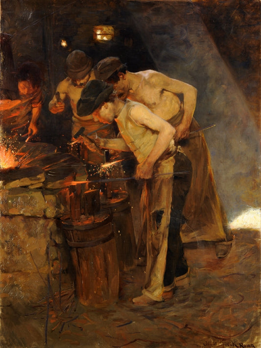 Roman Blacksmiths, vintage artwork by Oscar Gustaf Bjorck, 12x8" (A4) Poster