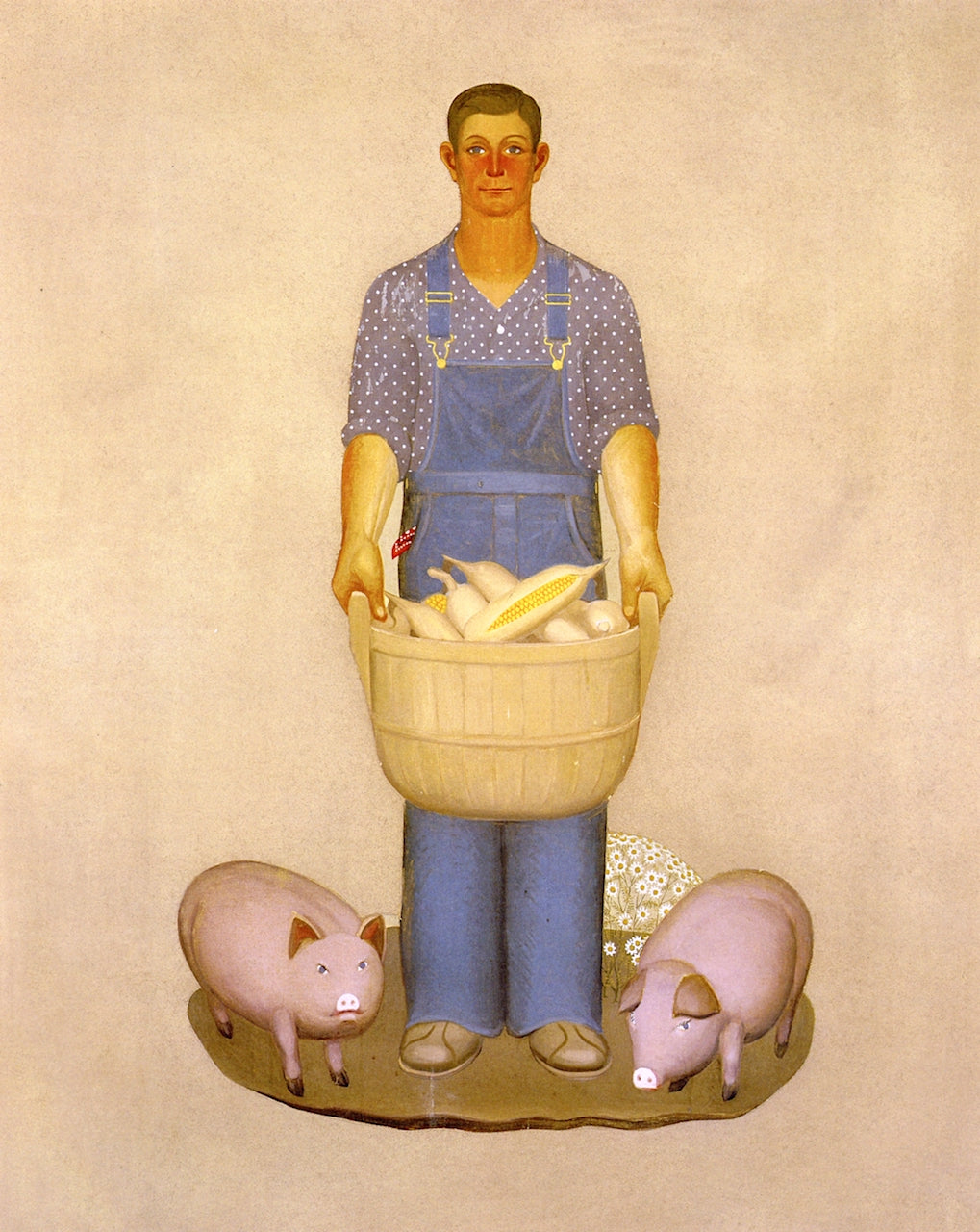 Farmer with Pigs and Corn by Grant Wood,16x12(A3) Poster