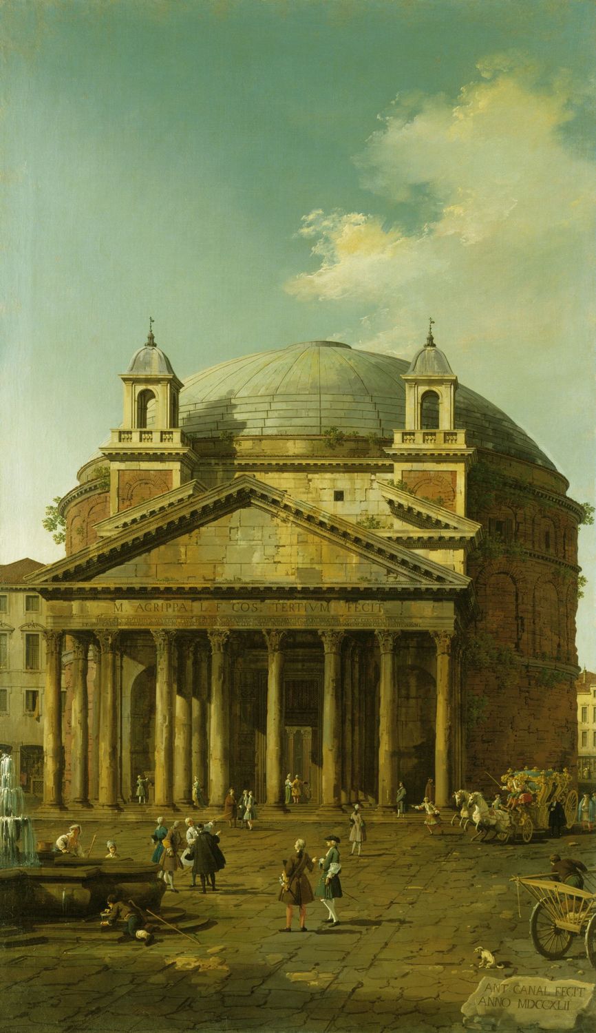 Rome:  The Pantheon, vintage artwork by Canaletto, 12x8" (A4) Poster