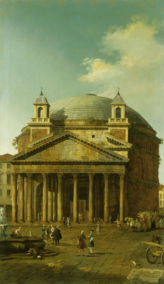 Rome:  The Pantheon, vintage artwork by Canaletto, 12x8" (A4) Poster