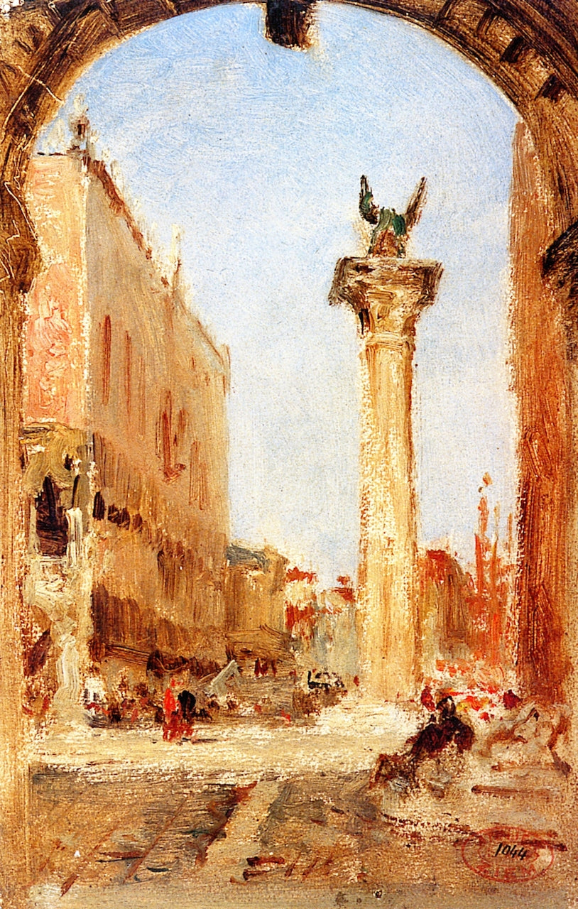 Venise, rue du Consulat, vintage artwork by Felix-Francois-Georges-Philbert Ziem, 12x8" (A4) Poster