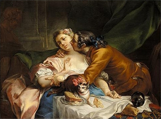 The Stolen Kiss, vintage artwork by Attributed to Hugues Taraval, 12x8" (A4) Poster