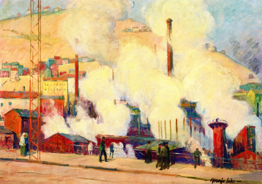 Industrial Scene, Pottsville, Pennsylvania, vintage artwork by George Luks, 12x8" (A4) Poster