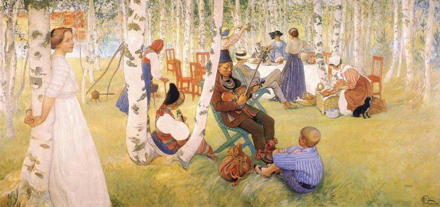 Breakfast in the Open by Carl Larsson,A3(16x12")Poster