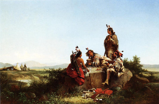Blackfeet Card Players, vintage artwork by John Mix Stanley, A3 (16x12") Poster Print