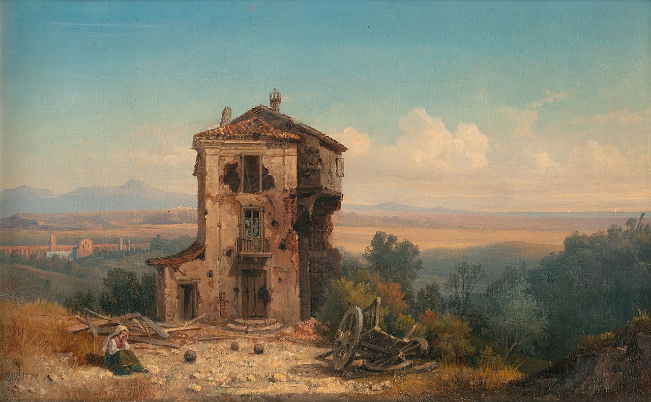 The Roman Campagna, vintage artwork by Gustaf Wilhelm Palm, A3 (16x12") Poster Print
