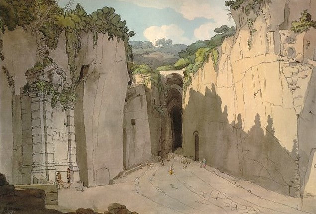 Grotto of Posillipo, Naples, vintage artwork by Francis Towne, 12x8" (A4) Poster