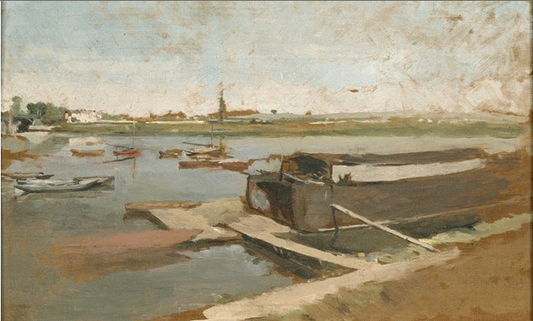 Au bords de la Seine á Poissy, vintage artwork by Jean-Louis Ernest Meissonier, A3 (16x12") Poster Print