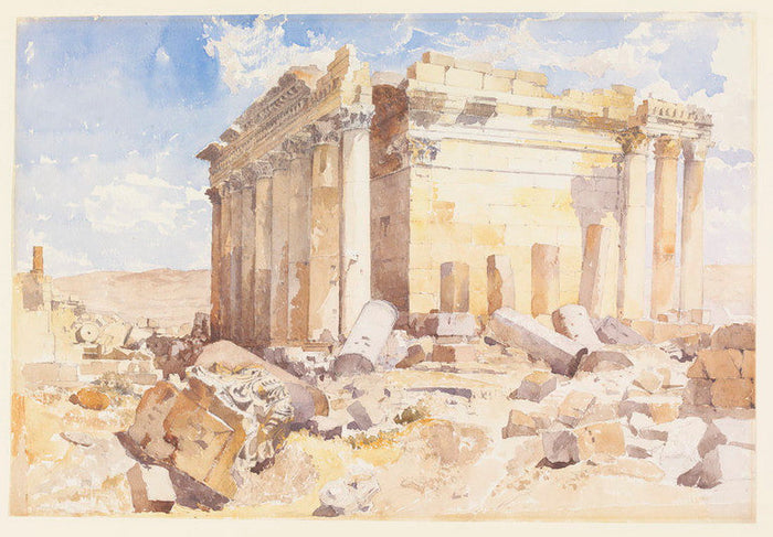 The Temple of Bacchus, Baalbek (Lebanon), vintage artwork by William Edward Dighton, A3 (16x12