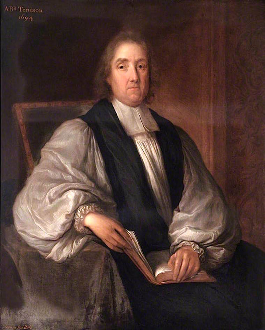 Thomas Tenison, Archbishop of Canterbury, vintage artwork by Attributed to Simon Dubois, 12x8" (A4) Poster